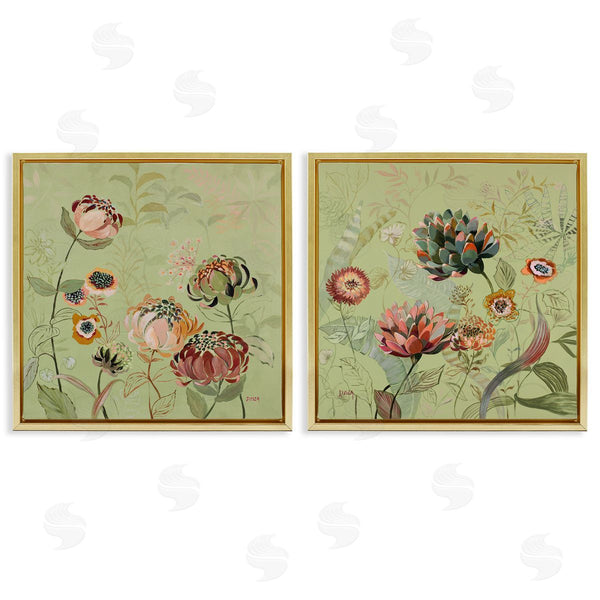 Stupell Industries Dusza | Chrysanthemums On Olive Green