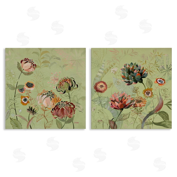 stupell industries Dusza | Chrysanthemums on Olive Green