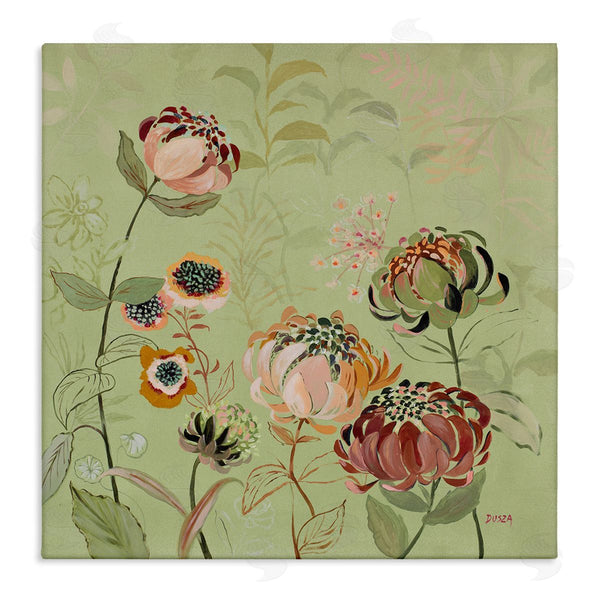 stupell industries Dusza | Curled Chrysanthemums on Green