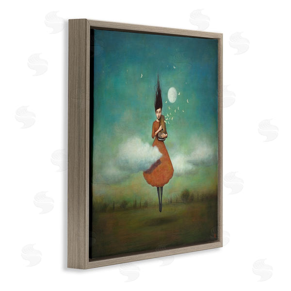 Stupell Industries Duy Huynh | Fluffy Clouds Surrounding Floating Woman Red Dress Wall Art