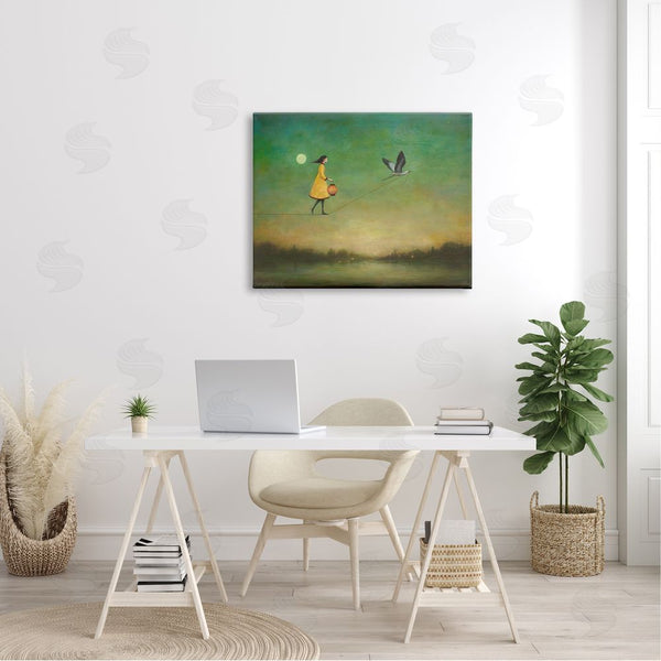 Stupell Industries Duy Huynh | Girl Following Bird Yellow Dress Vivid Green Landscape Wall Art