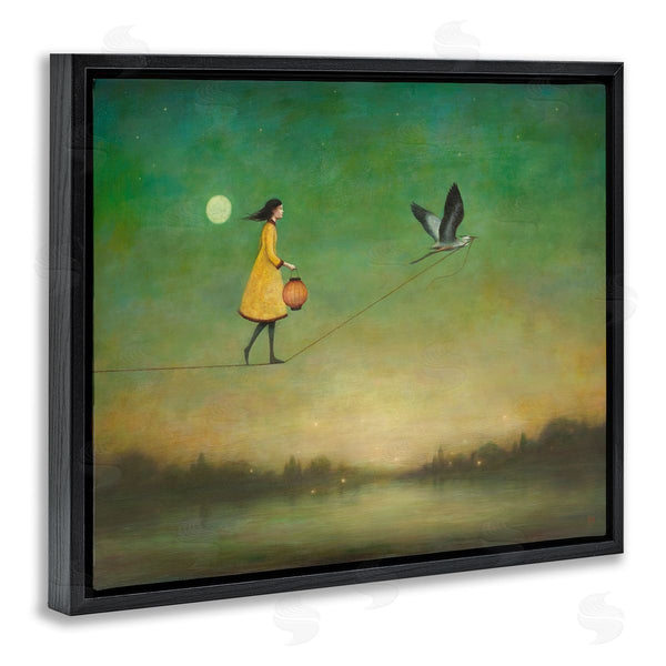 Stupell Industries Duy Huynh | Girl Following Bird Yellow Dress Vivid Green Landscape Wall Art