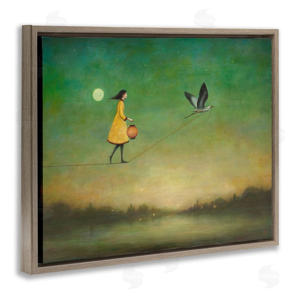 Stupell Industries Duy Huynh | Girl Following Bird Yellow Dress Vivid Green Landscape Wall Art