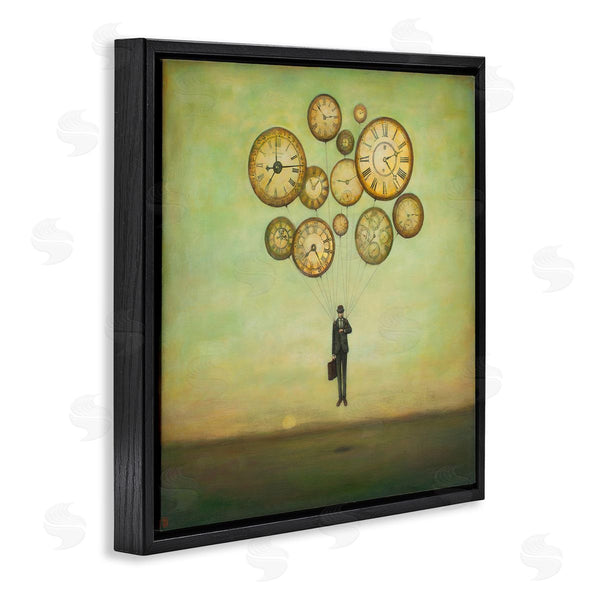 Stupell Industries Duy Huynh | Surreal Analog Clocks Balloons Floating Businessman Suit Wall Art