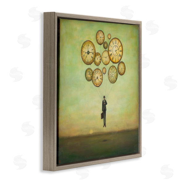 Stupell Industries Duy Huynh | Surreal Analog Clocks Balloons Floating Businessman Suit Wall Art