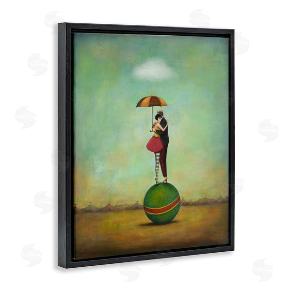 Stupell Industries Duy Huynh | Surreal People & Umbrella Balancing Green Striped Ball Wall Art