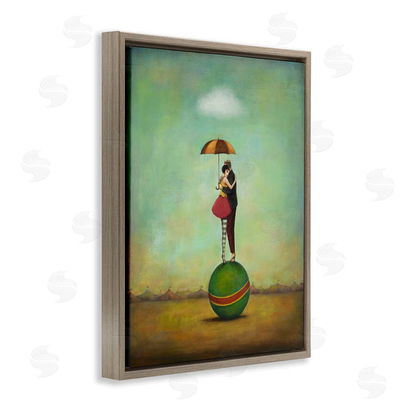 Stupell Industries Duy Huynh | Surreal People & Umbrella Balancing Green Striped Ball Wall Art