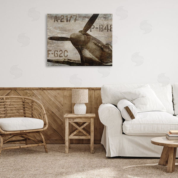 Stupell Industries Dylan Matthews | Vintage Style Airplane Propeller Aircraft Sepia Monochrome Wall Art