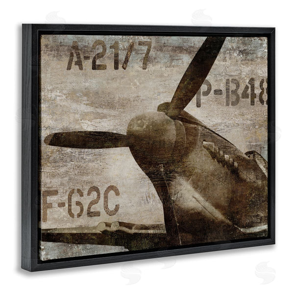 Stupell Industries Dylan Matthews | Vintage Style Airplane Propeller Aircraft Sepia Monochrome Wall Art