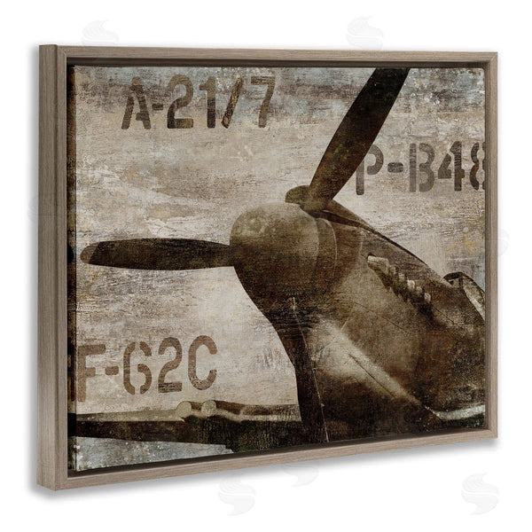 Stupell Industries Dylan Matthews | Vintage Style Airplane Propeller Aircraft Sepia Monochrome Wall Art