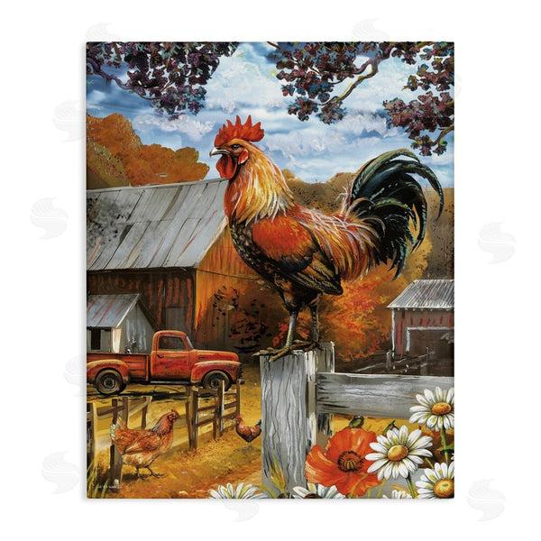 stupell industries Ed Wargo | Autumnal Perched Rooster Wall Art