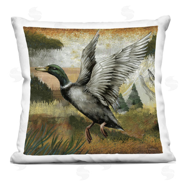stupell industries Ed Wargo | Mallard Duck Flying Landscape Printed Throw Pillow