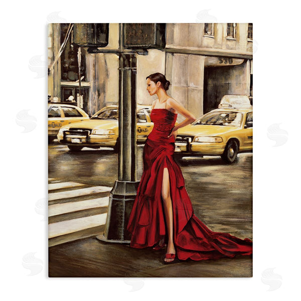 stupell industries Edoardo Rovere | City Crosswalk Fashion Red Gown