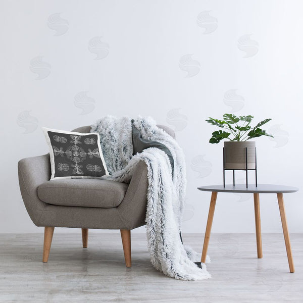 Stupell Industries El Perkin | Black & White Elemental Fractals Throw Pillow