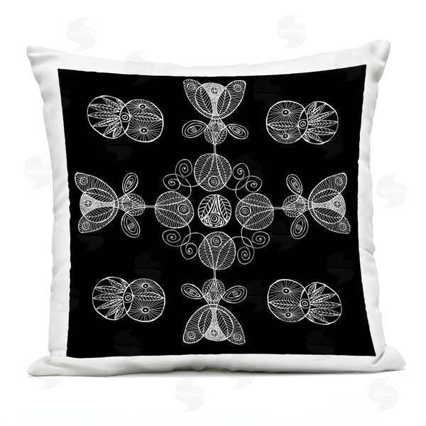 Stupell Industries El Perkin | Black & White Elemental Fractals Throw Pillow