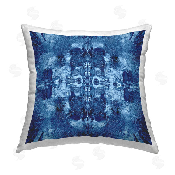 stupell industries El Perkin | Blue Mirrored Pattern Printed Throw Pillow