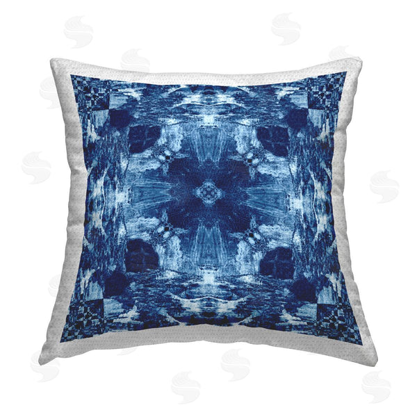 Stupell Industries El Perkin | Blue Mirrored Symmetry Printed Throw Pillow