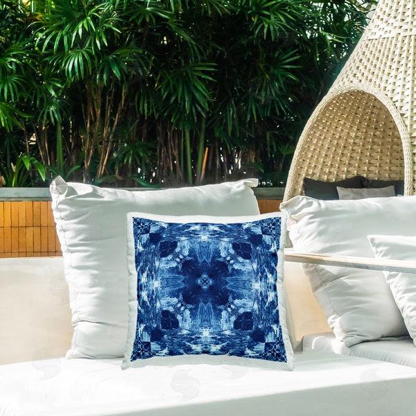 Stupell Industries El Perkin | Blue Mirrored Symmetry Printed Throw Pillow