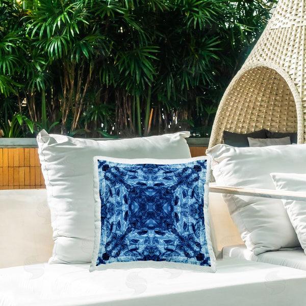 Stupell Industries El Perkin | Blue Tie Dye Symmetry Printed Throw Pillow