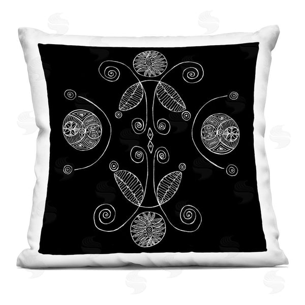 stupell industries El Perkin | Curved Fractals & Leaves Throw Pillow