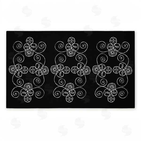 stupell industries El Perkin | Symmetrical Spirals on Black Non-Woven Door Mat