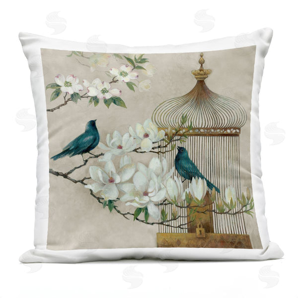 Stupell Industries Elaine Vollherbst-Lane | Floral Bluebird Menagerie Printed Throw Pillow