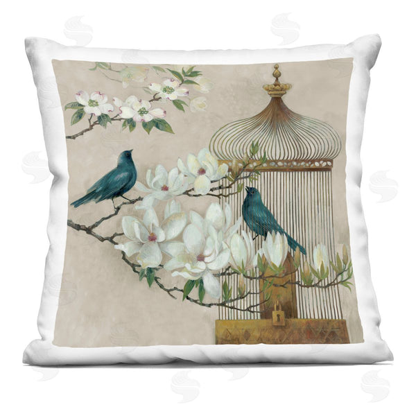 stupell industries Elaine Vollherbst-Lane | Floral Bluebird Menagerie Printed Throw Pillow