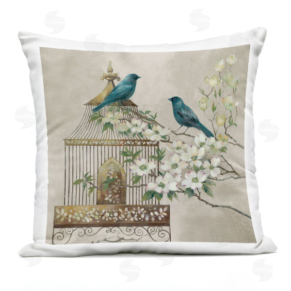 Stupell Industries Elaine Vollherbst-Lane | Neutral Birdcage Menagerie Printed Throw Pillow