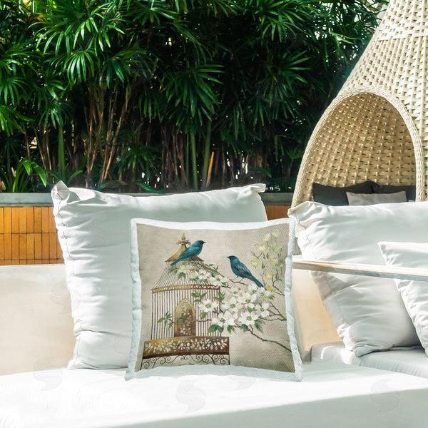 Stupell Industries Elaine Vollherbst-Lane | Neutral Birdcage Menagerie Printed Throw Pillow