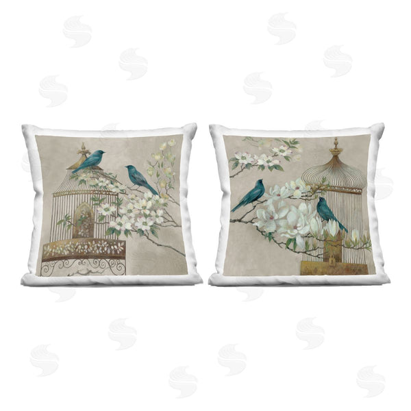 stupell industries Elaine Vollherbst-Lane | Spring Bluebirds Menagerie Printed Throw Pillow Set