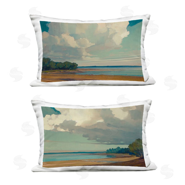 Stupell Industries Elara Yasna | Looming Clouds Over Beach Scenes Printed Throw Pillow Set
