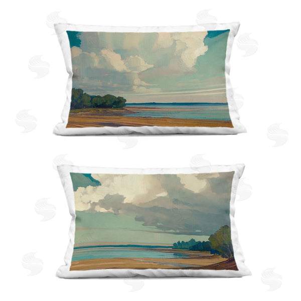 stupell industries Elara Yasna | Looming Clouds over Beach Scenes Printed Throw Pillow Set