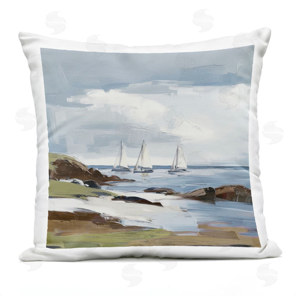 Stupell Industries Elara Yasna | Moody Clouds Over Sailboats Printed Throw Pillow