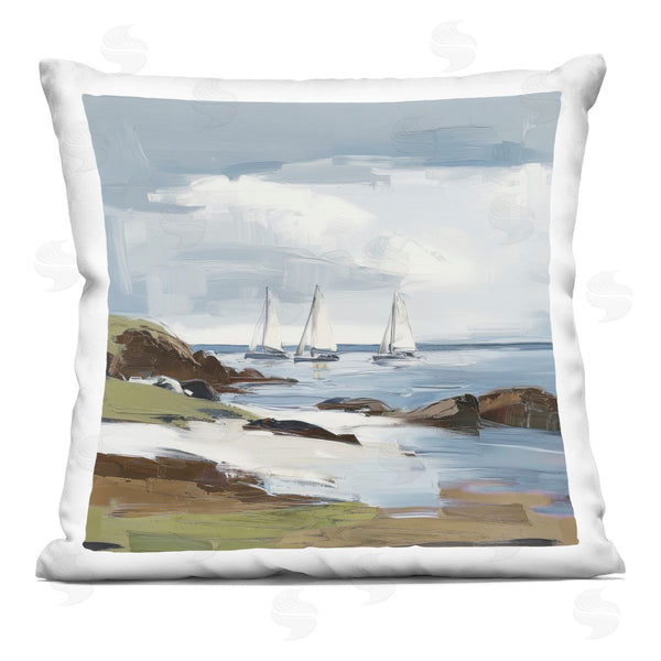 stupell industries Elara Yasna | Moody Clouds Over Sailboats Printed Throw Pillow