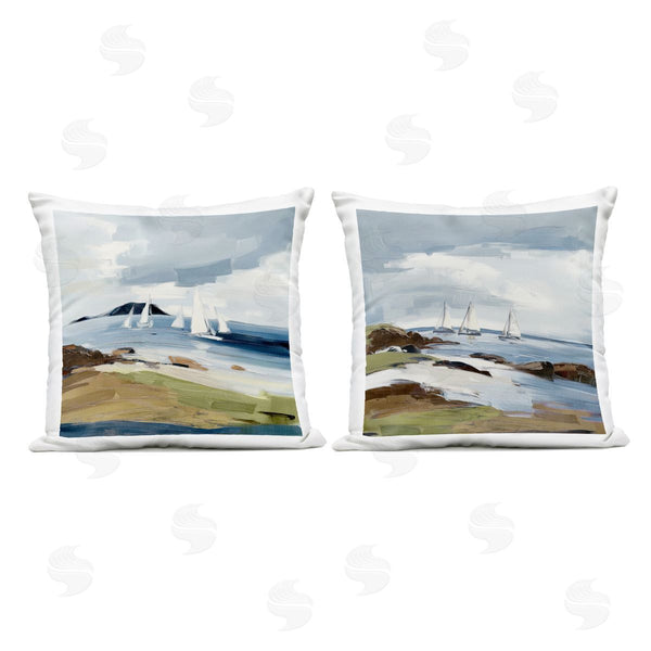 Stupell Industries Elara Yasna | Nautical Sea Vessels Beach View Printed Throw Pillow Set