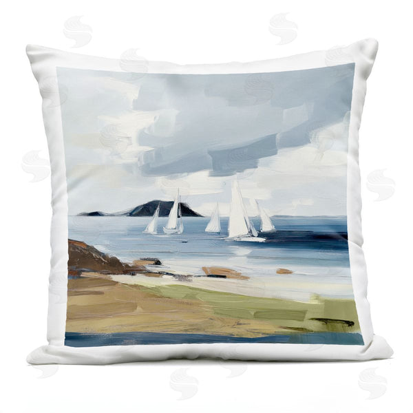 Stupell Industries Elara Yasna | Sea Vessels Near Shore Printed Throw Pillow