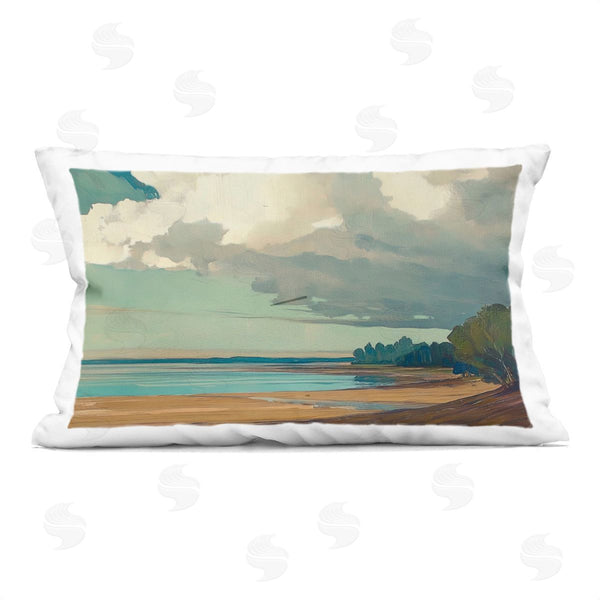 stupell industries Elara Yasna | Sunlit Clouds over Beach Printed Throw Pillow