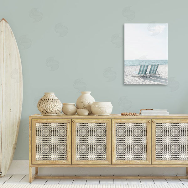 Stupell Industries Elena Chukhlebova | Soothing Blue Beach Chairs Wall Art