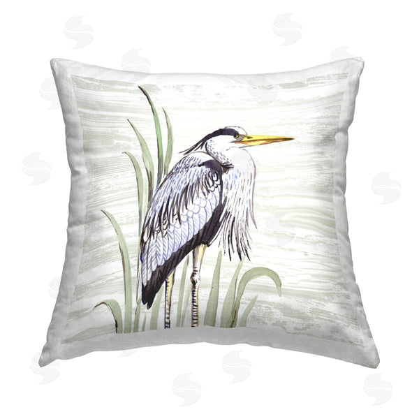 stupell industries Elena Vladykina | Beach Bird Elegant Heron Printed Throw Pillow