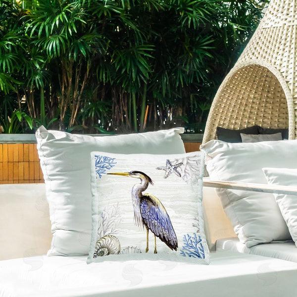 Stupell Industries Elena Vladykina | Beach Bird Heron & Coral Printed Throw Pillow
