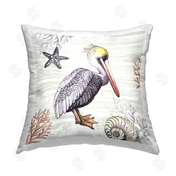 stupell industries Elena Vladykina | Beach Bird Pelican Printed Throw Pillow
