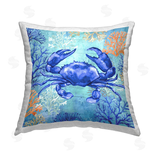 Stupell Industries Elena Vladykina | Blue Crab Coral Pattern Printed Throw Pillow