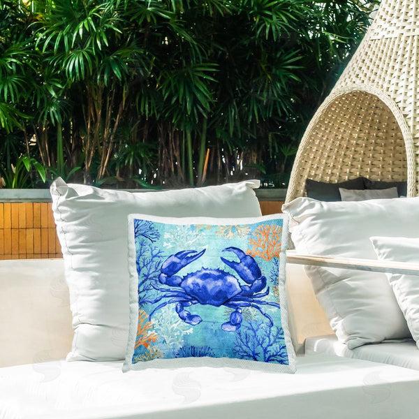Stupell Industries Elena Vladykina | Blue Crab Coral Pattern Printed Throw Pillow