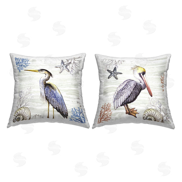Stupell Industries Elena Vladykina | Coastal Pelican And Heron Printed Throw Pillow Set