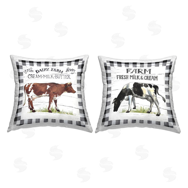 stupell industries Elena Vladykina | Dairy Farm Cattle Printed Throw Pillow Set