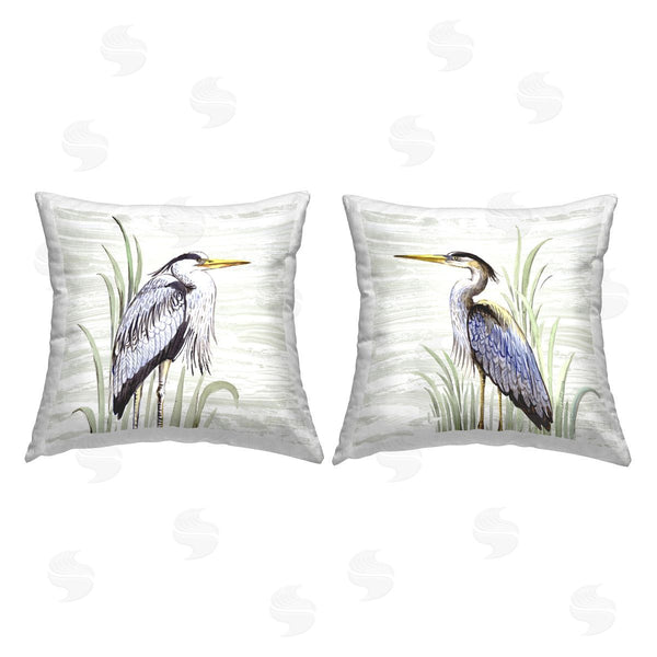 stupell industries Elena Vladykina | Egrets in Tall Grass Printed Throw Pillow Set