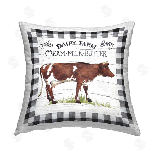 Stupell Industries Elena Vladykina | Rustic Spring Cow Printed Throw Pillow