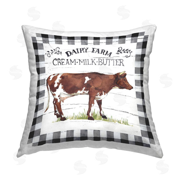 stupell industries Elena Vladykina | Rustic Spring Cow Printed Throw Pillow