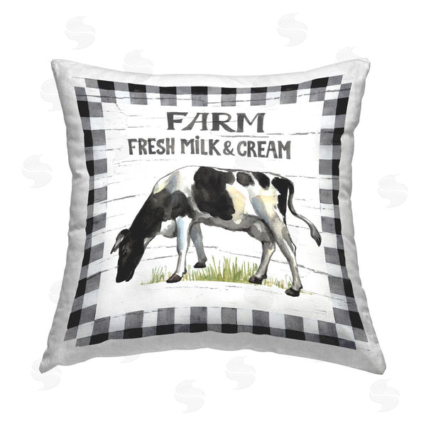 stupell industries Elena Vladykina | Spring Cow with Border Printed Throw Pillow