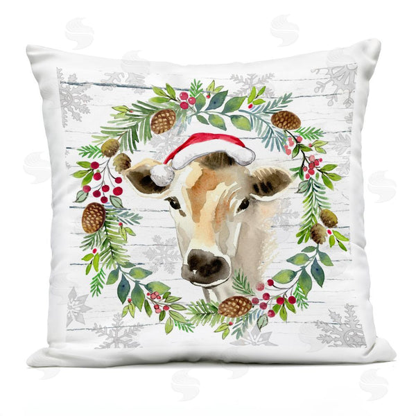 Stupell Industries Elena Vladykina | Winter Farmhouse Cow Wreath Printed Throw Pillow